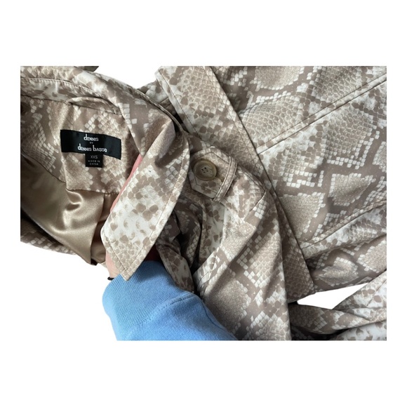 Dennis by Dennis Basso Python Snake Print Vinyl Trench Coat Satin - Picture 5 of 7